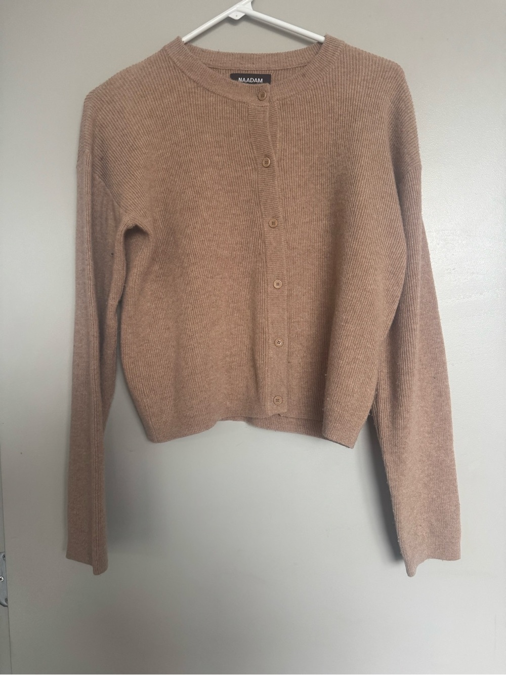 NAADAM Wool Cashmere Blend Cardigan in Beige XS